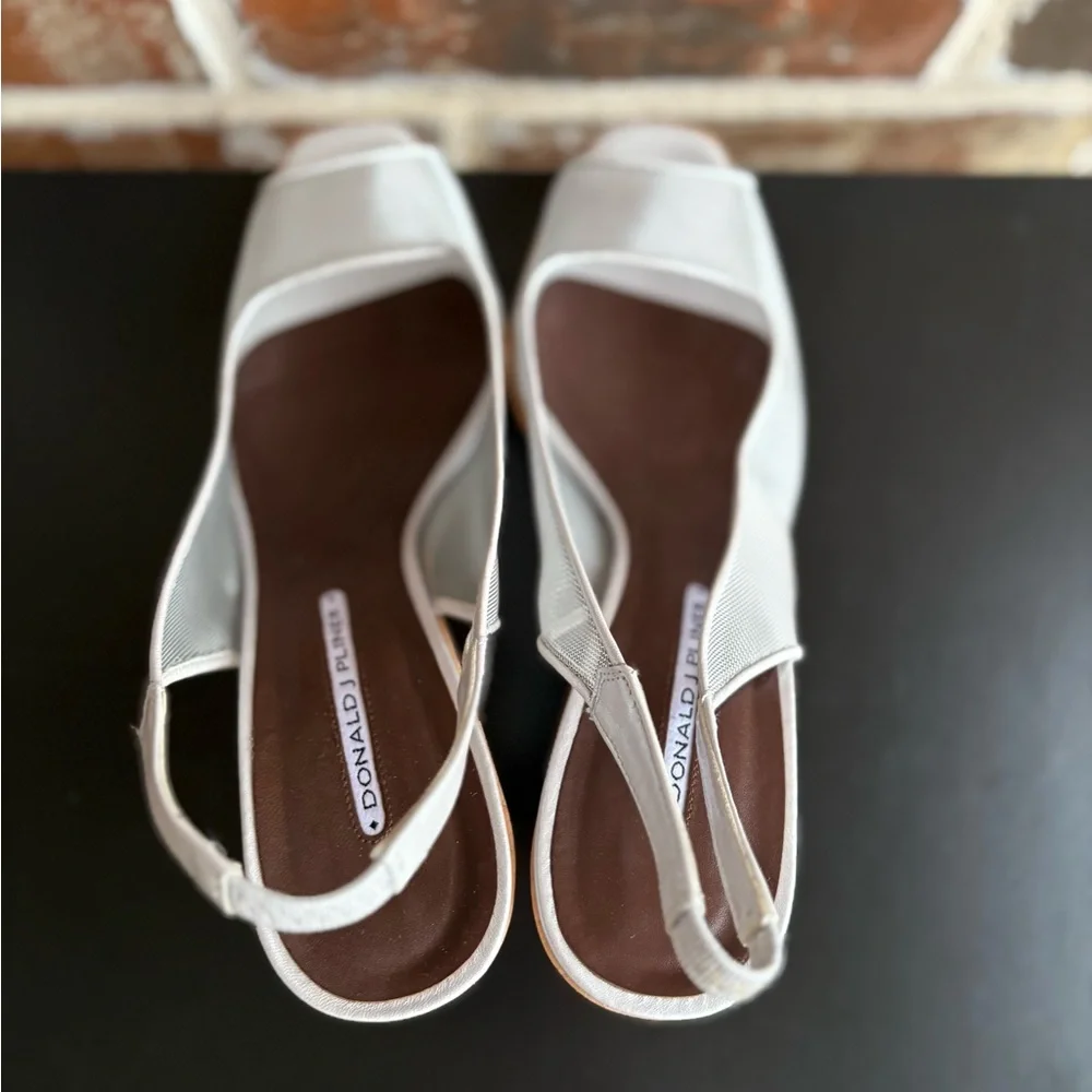 Donald J. Pliner Silver Metal Mesh Natural Cork Slingback Sandals Size 10